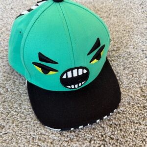 Green and Black Graphic Snapback Hat K-pop Brand